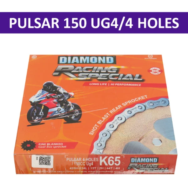 DIAMOND CHAIN SPROCKET KIT K65 BAJAJ PULSAR 150 UG4 4-H |DIAMOND CHAIN KIT | CHAIN CHAKKAR