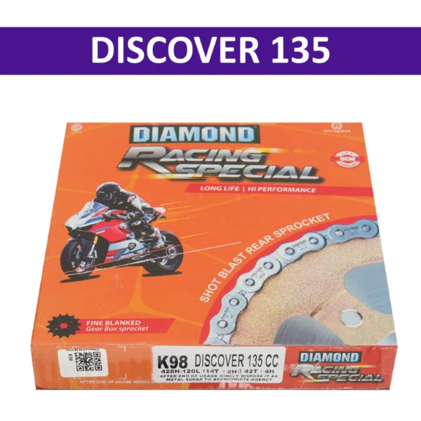 DIAMOND CHAIN SPROCKET KIT K98 BAJAJ DISCOVER 135 | DIAMOND CHAIN KIT | CHAIN CHAKKAR