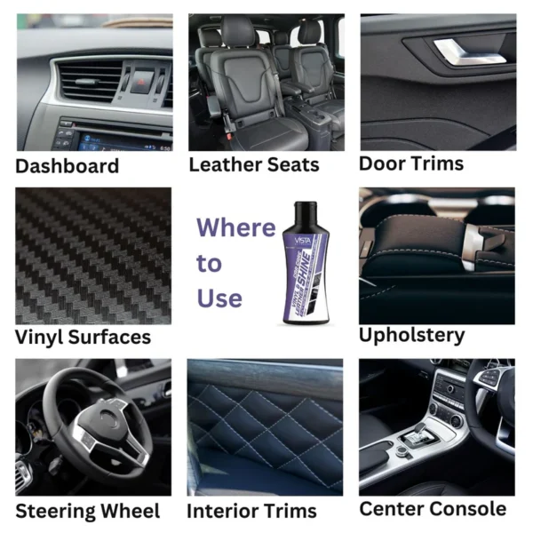 VISTA VINYL & LEATHER SHINE 110ML | VISTA INTERIOR SHINE POLISH 110ML | POLICE | VISTA POLISH | ACCESSORIES - Image 4